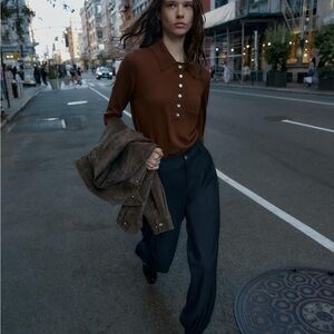 Zara Brown Top and Black Trousers